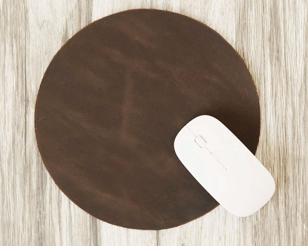 Personalized Leather Mouse Pad - Circle