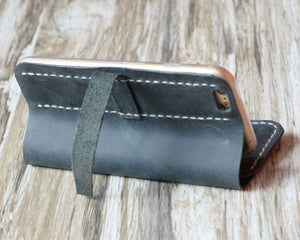 iPhone Leather Wallet Case  - Distressed Gray