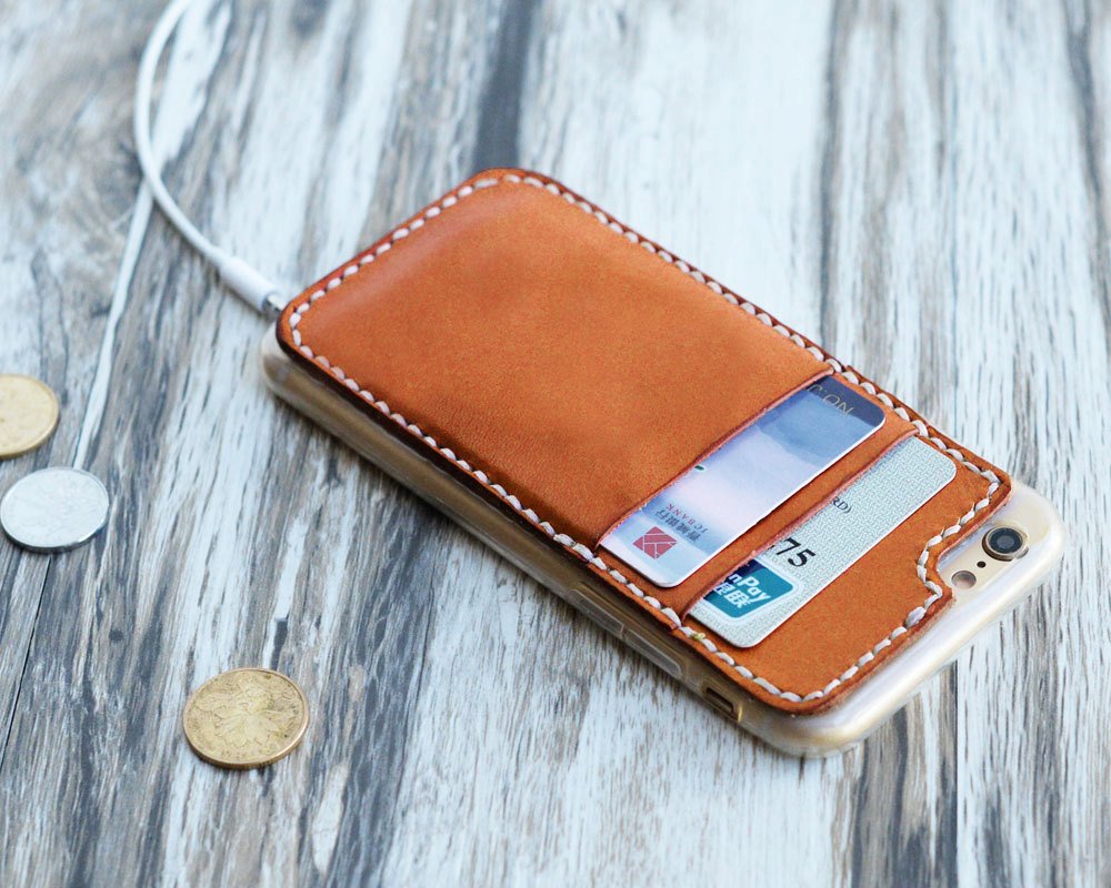iPhone 6 case iPhone 6s wallet case iPhone 6 Plus case monogram iPhone 6s Plus leather iPhone 6 leather case card holder - orange