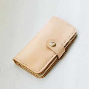 Leather iPhone Wallet Case - Handmade - Nature Tan
