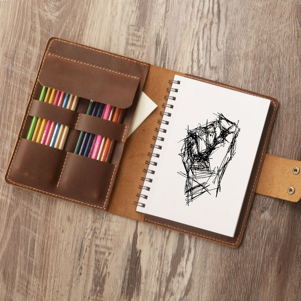 Personalized Leather Sketchbook Cover - Multiple Colors - 322