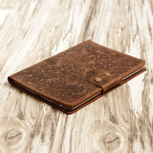 handmade-ipad-leather-portfolios-with-apple-pencil-holder-distressed-tooled-brown-601b-gm