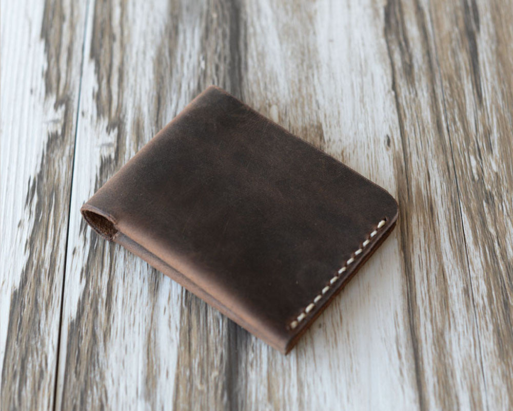 Leather Billfold Wallet - Distressed Brown