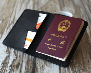 Leather Passport Cover - Black