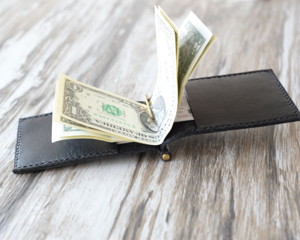 Leather Money Clip Billfold Wallet - Black - 109 - Extra Studio