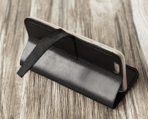 iPhone Leather Wallet Case  - Black