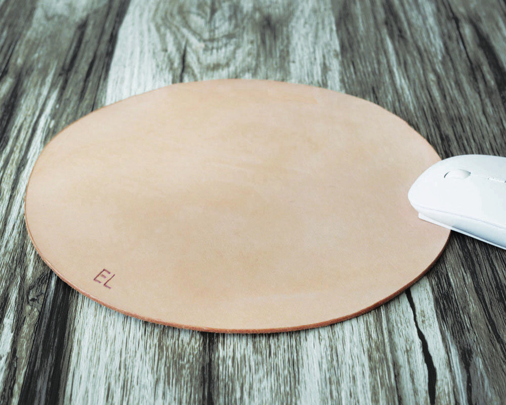 Leather Mouse Pad Circle- 8 colors available
