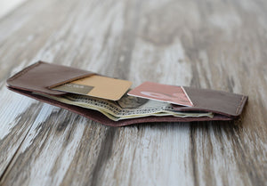 Leather Billfold Wallet - Dark Brown