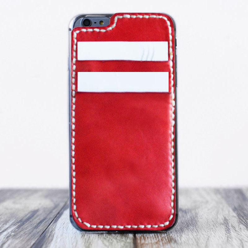 iPhone leather case card holder - red 405