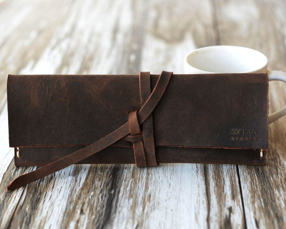Leather Pencil Pouch #205 - Distressed Brown