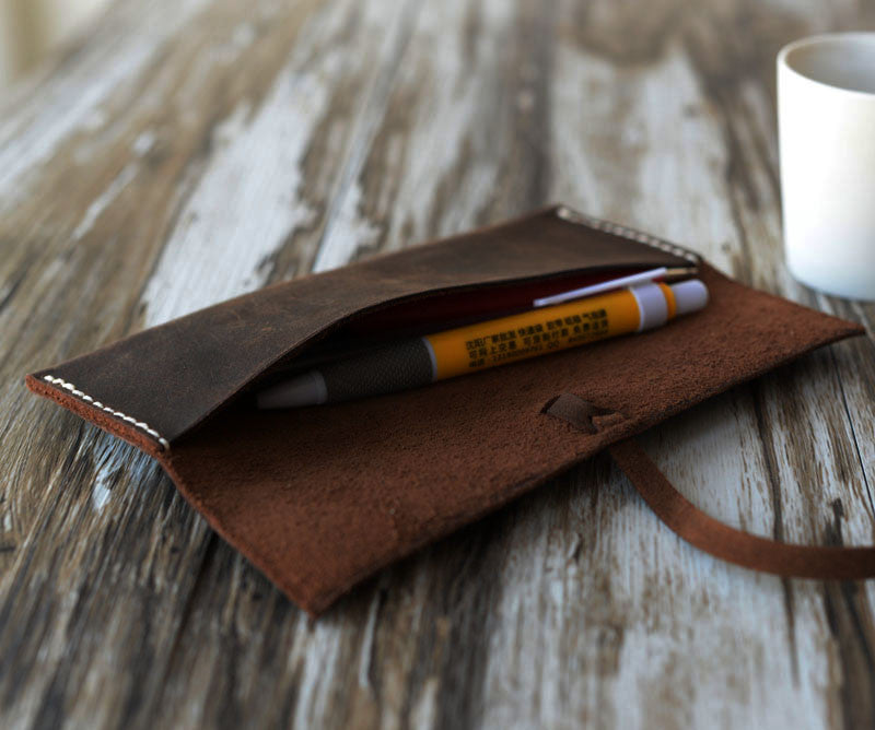 Leather Pencil Pouch #205 - Distressed Brown - Extra Studio
