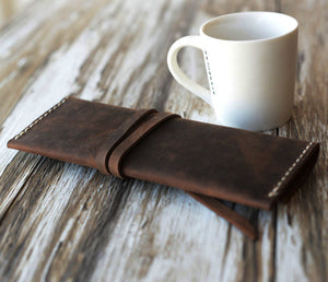 Leather Pencil Pouch #205 - Distressed Brown