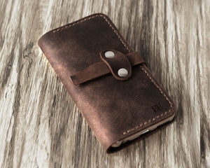 iPhone Leather Wallet Case  - Distressed Brown