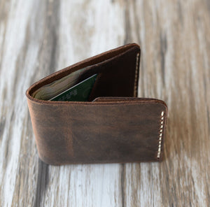 Leather Billfold Wallet - Distressed Brown