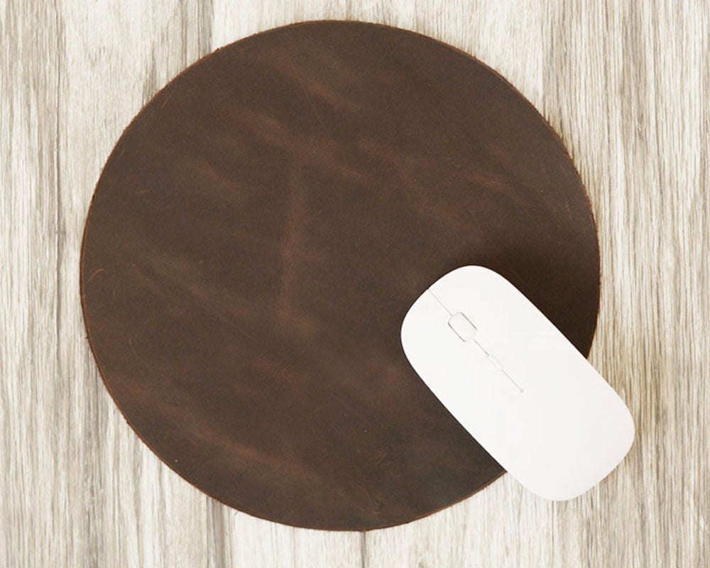 Leather Mouse Pad Circle- 8 colors available