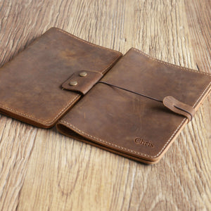 Personalized Distressed Leather Composition Notebook Cover;  312C