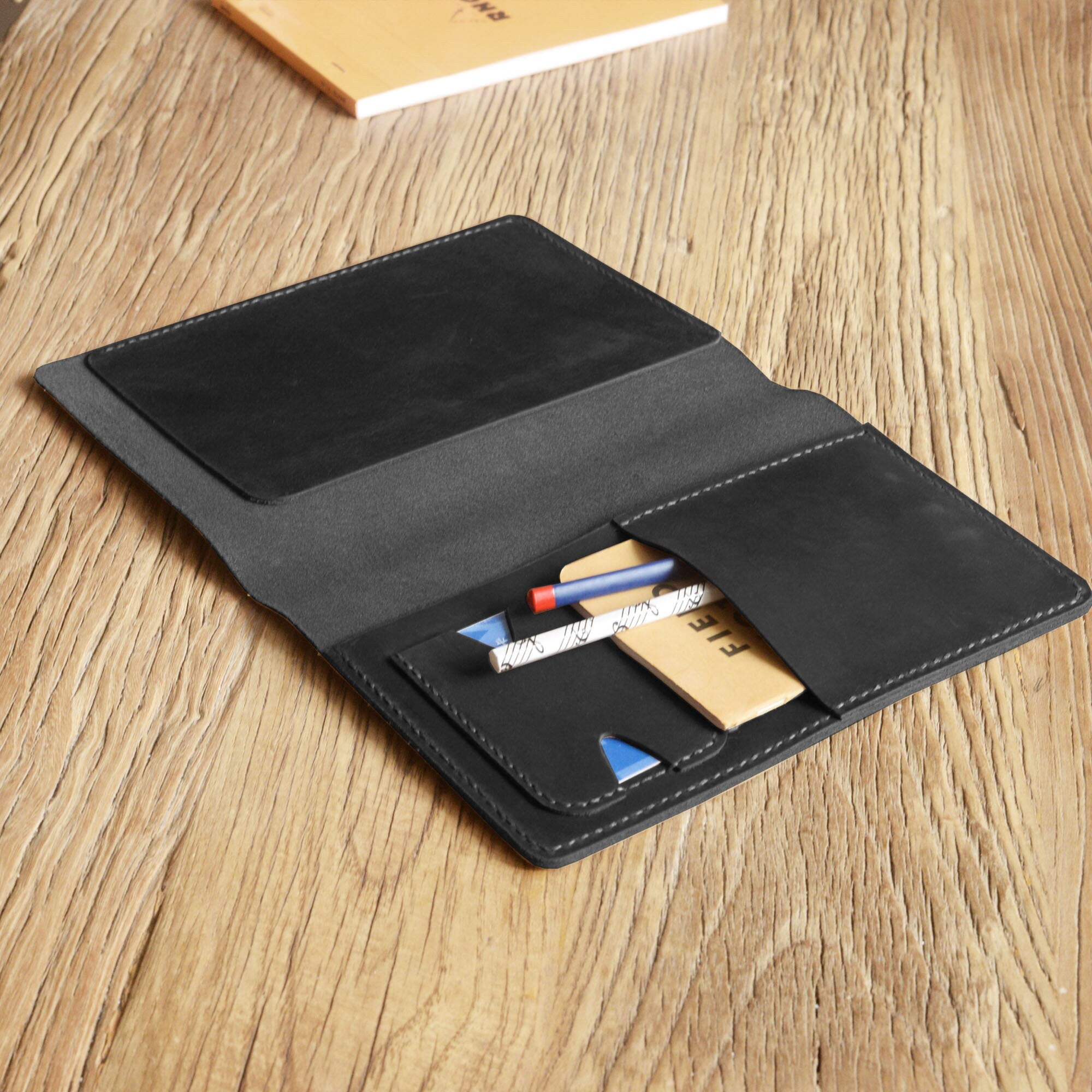 Personalized Leather Cover Portfolio for RHODIA pad No 16 A5 size / 5. -  Extra Studio