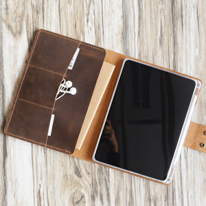 Handmade iPad Leather Portfolios With Apple Pencil Holder