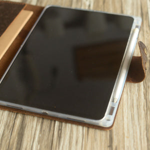 Handmade iPad Leather Portfolios With Apple Pencil Holder