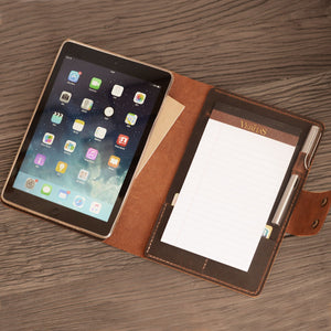 Personalized iPad Leather Portfolios & Notebook Cover - Brown - 605