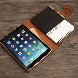 Personalized iPad Leather Portfolios & Notebook Cover - Brown - 605