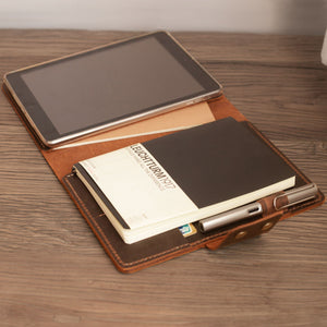 Personalized iPad Leather Portfolios & Notebook Cover - Brown - 605