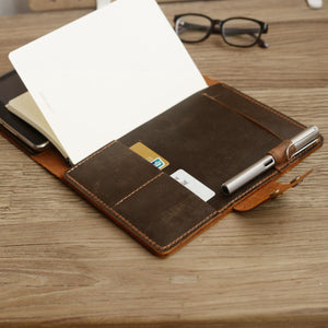 Personalized iPad Leather Portfolios & Notebook Cover - Brown - 605