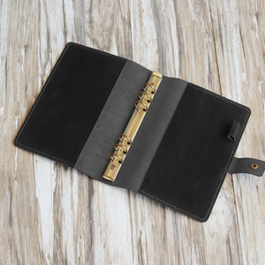 Personalized Leather Binder - Leather Folder - Distressed Black