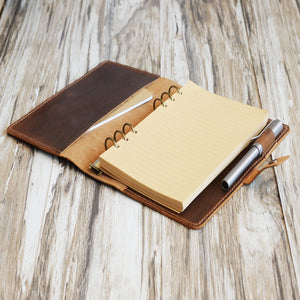 Personalized Leather Binder - Leather Folder - Distressed Brown