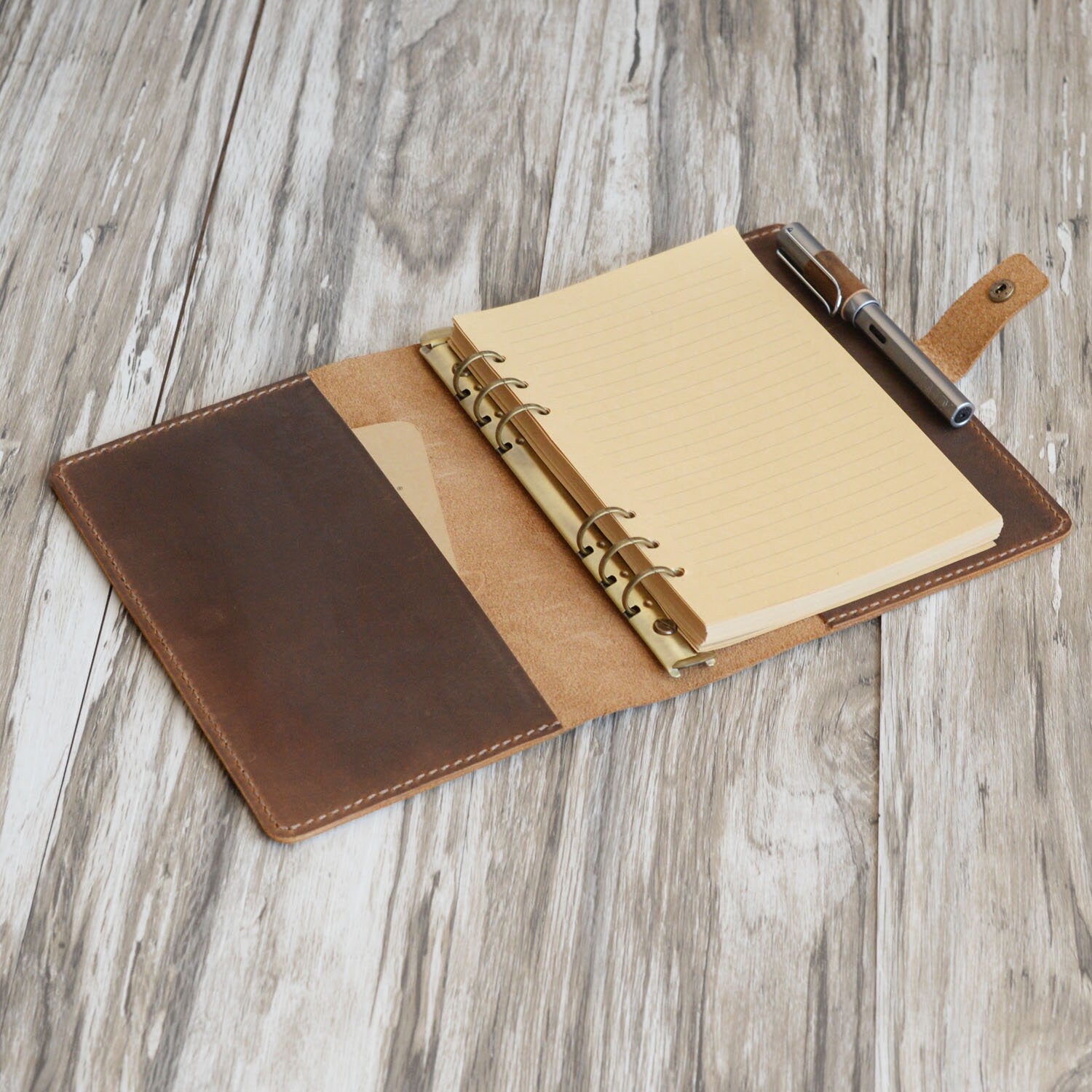 Personalized Leather Binder - Leather Folder - Distressed Brown - 707 -  Extra Studio