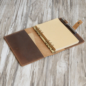 Personalized Leather Binder - Leather Folder - Distressed Brown