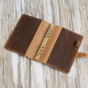 Personalized Leather Binder - Leather Folder - Distressed Brown