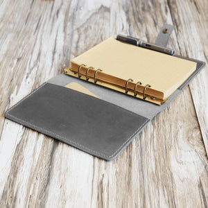 Personalized Leather Binder - Leather Folder - Distressed Gray