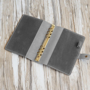 Personalized Leather Binder - Leather Folder - Distressed Gray