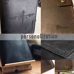 Personalized Leather A6 / A5 6 Ring Binder - 708 - Distressed Black