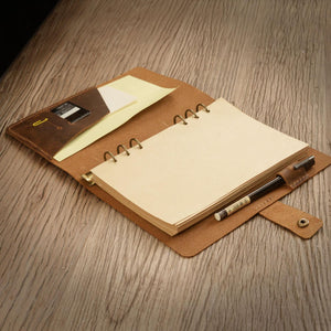 Leather 6 Ring Binder - Brown