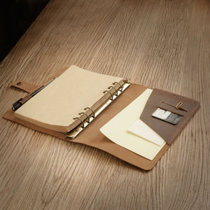 Leather 6 Ring Binder - Brown