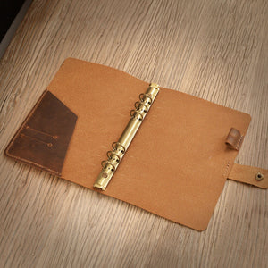 Leather 6 Ring Binder - Brown