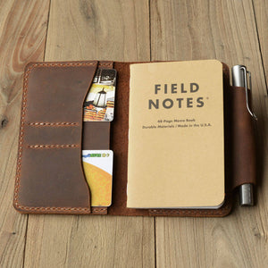 Handmade Field Notes Notebook Cover - Pocket Size - Distressed Brown | 304