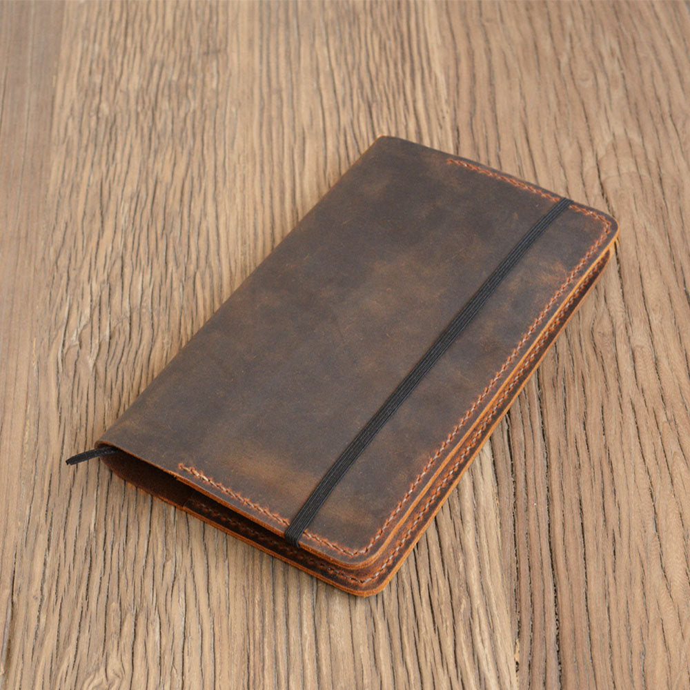 Personalized Leather Cover for Classic Moleskine Large size (5 x 8.25)-  Brown - 305M+4B