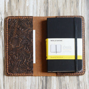 Refillable Tooled Leather Journal cover for moleskine classic notebook pocket size 305S