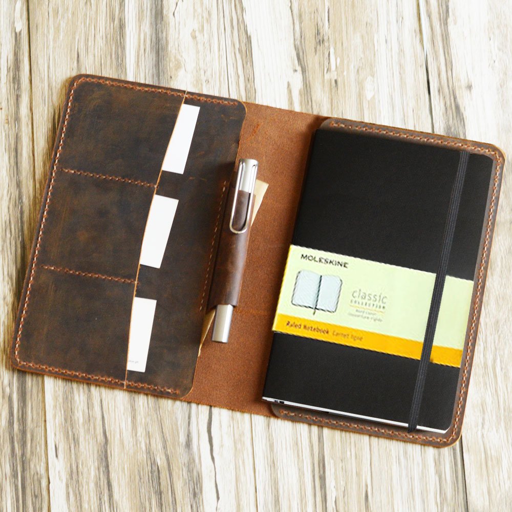 Handmade Moleskine Notebook Cover - Large Size - Brown