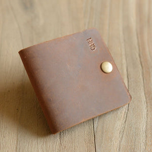 Personalized Handmade Slim Leather Billfold Wallet