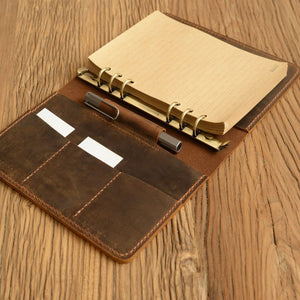 Leather 6 Ring Binder Travel Journal With Pockets