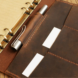 Leather 6 Ring Binder Travel Journal With Pockets