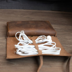 Handmade Personalized Leather cable organizer, Card Organizer, Card Wrap