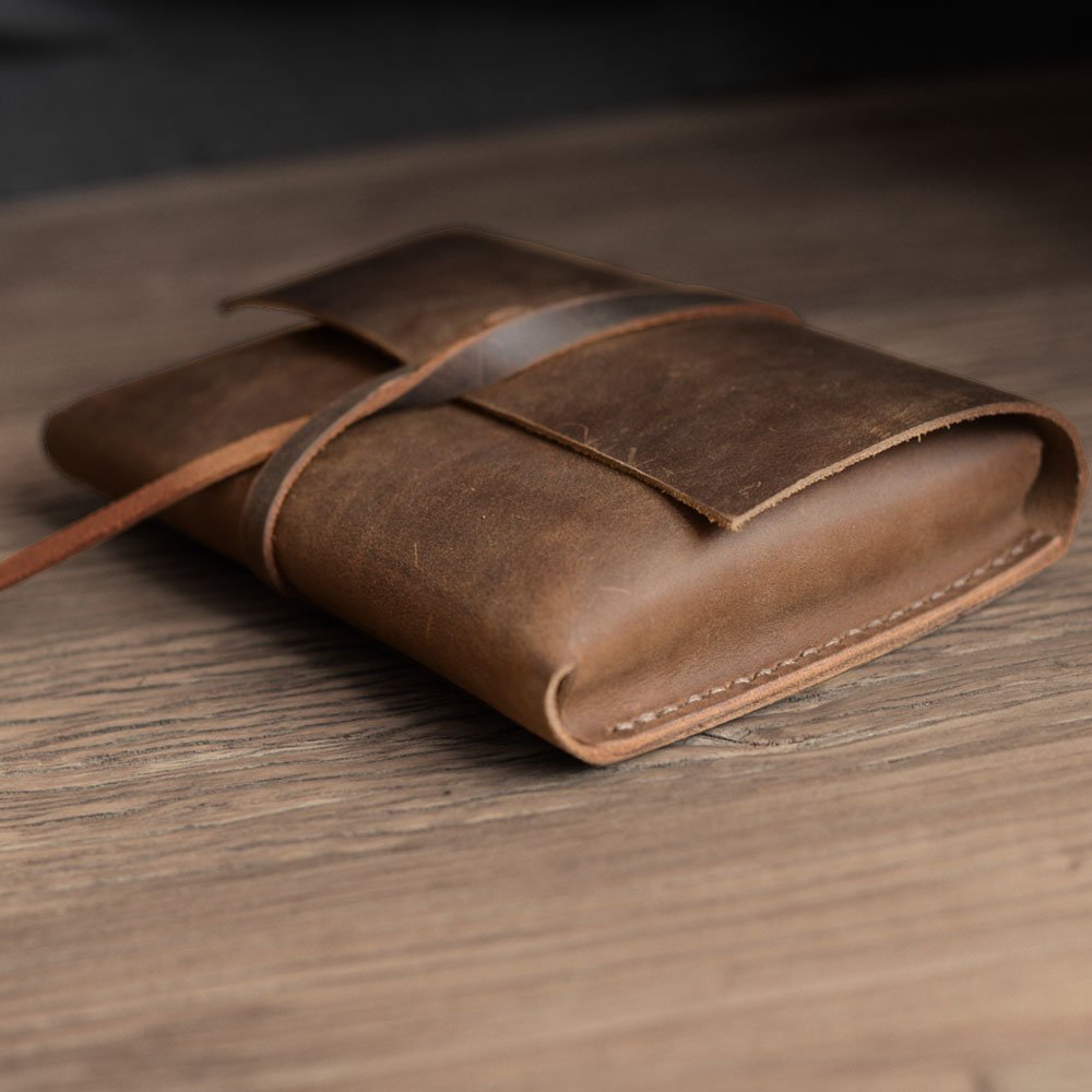 Hand Stitched Light Brown Leather phone Case/ Small Pouch - Shop