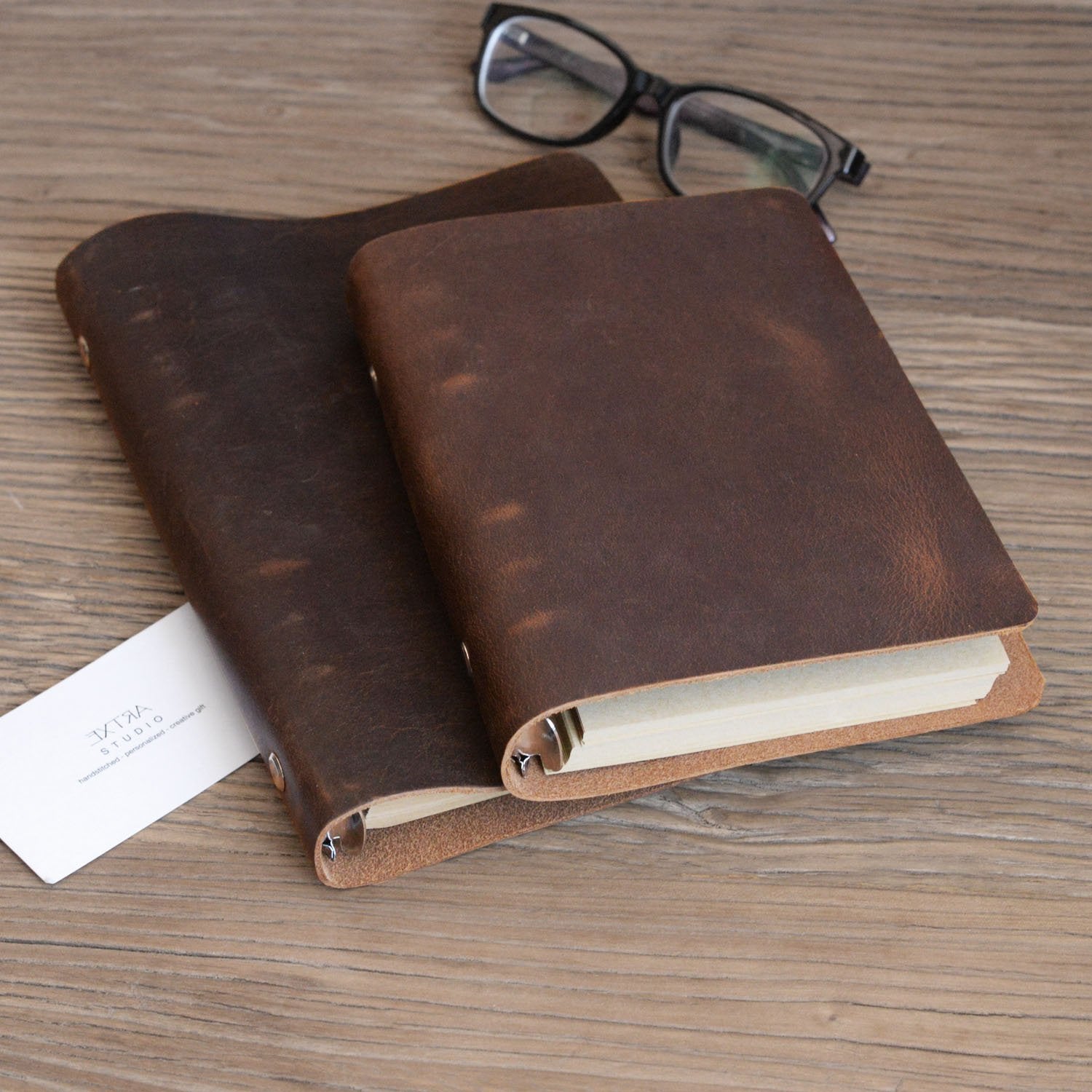 Large Ring Agenda Cover Taïga Leather - Books and Stationery
