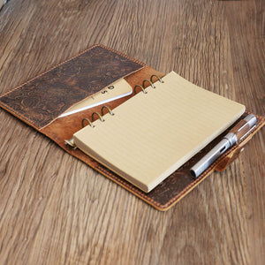 Distressed Tooled Leather 6 Ring Binder Leather Journals