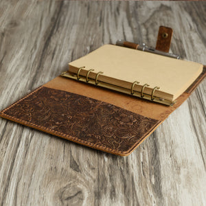 Distressed Tooled Leather 6 Ring Binder Leather Journals